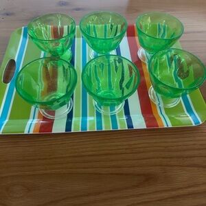 Set of 6 Green Glass Bowls